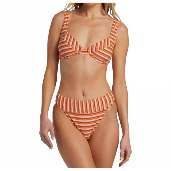 NEW BILLABONG tides terry aruba bikini bottom in orange - Picture 1 of 3